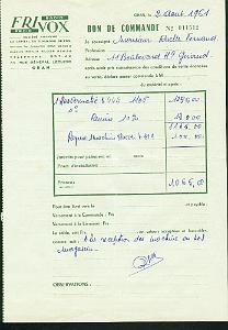 BON DE COMMANDE FRIVOX 1961